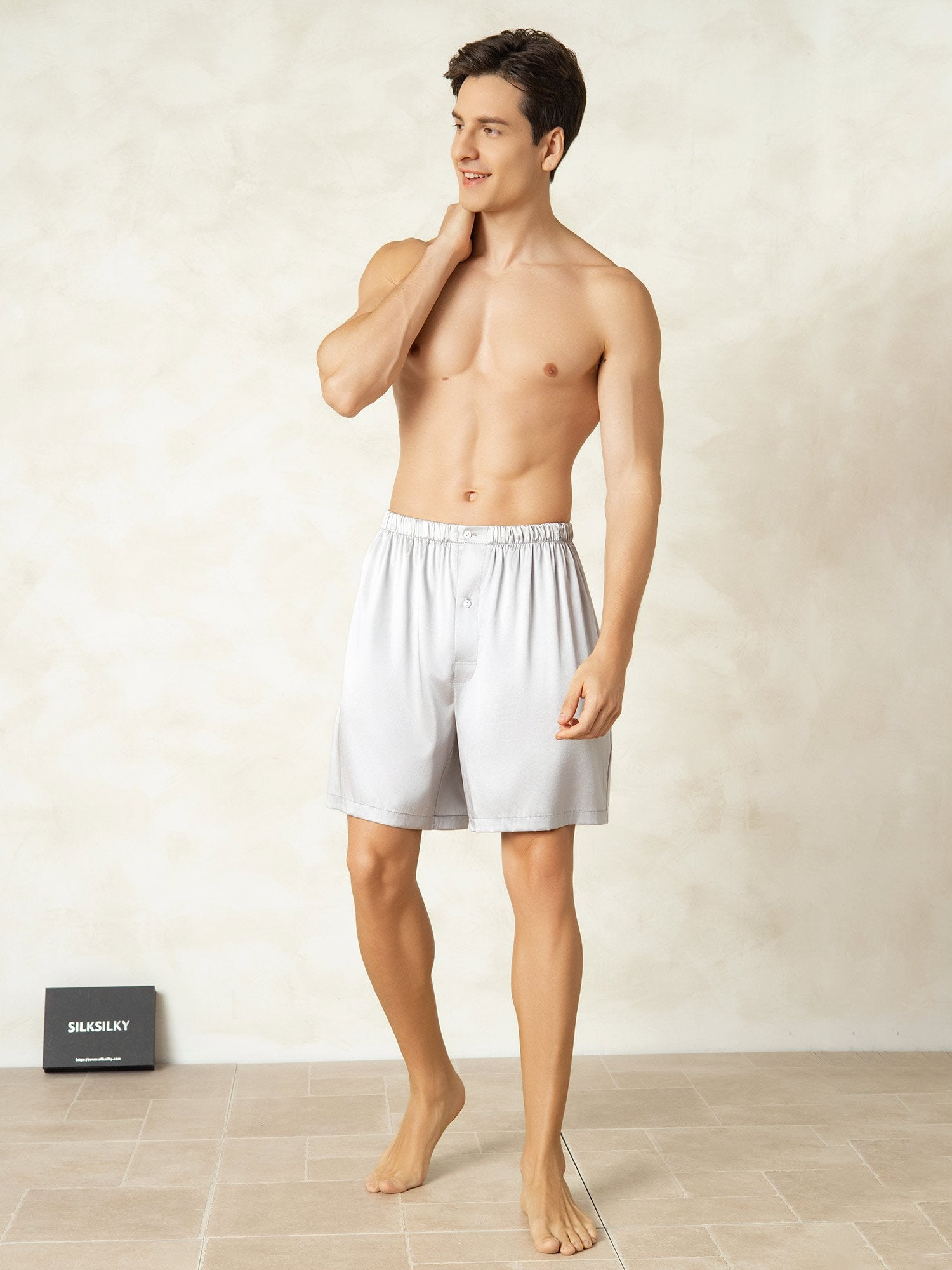 [Argento] SilkSilky-IT Seta pura Mens Sleep Bottoms 003