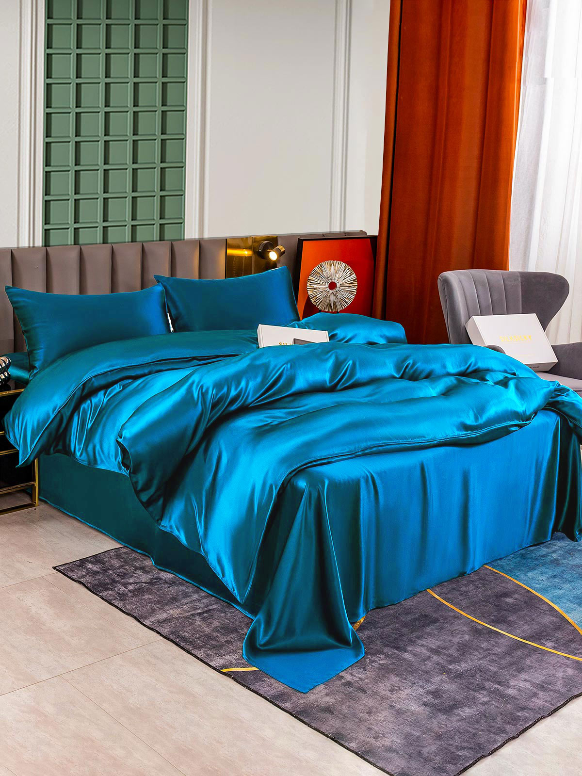[Verde Acqua] SilkSilky-IT 25Momme Seta pura Bedding Set 002