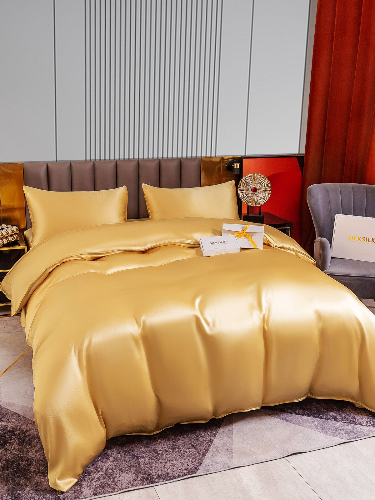[Champagne] SilkSilky-IT 22Momme Seta pura Bedding Set 005