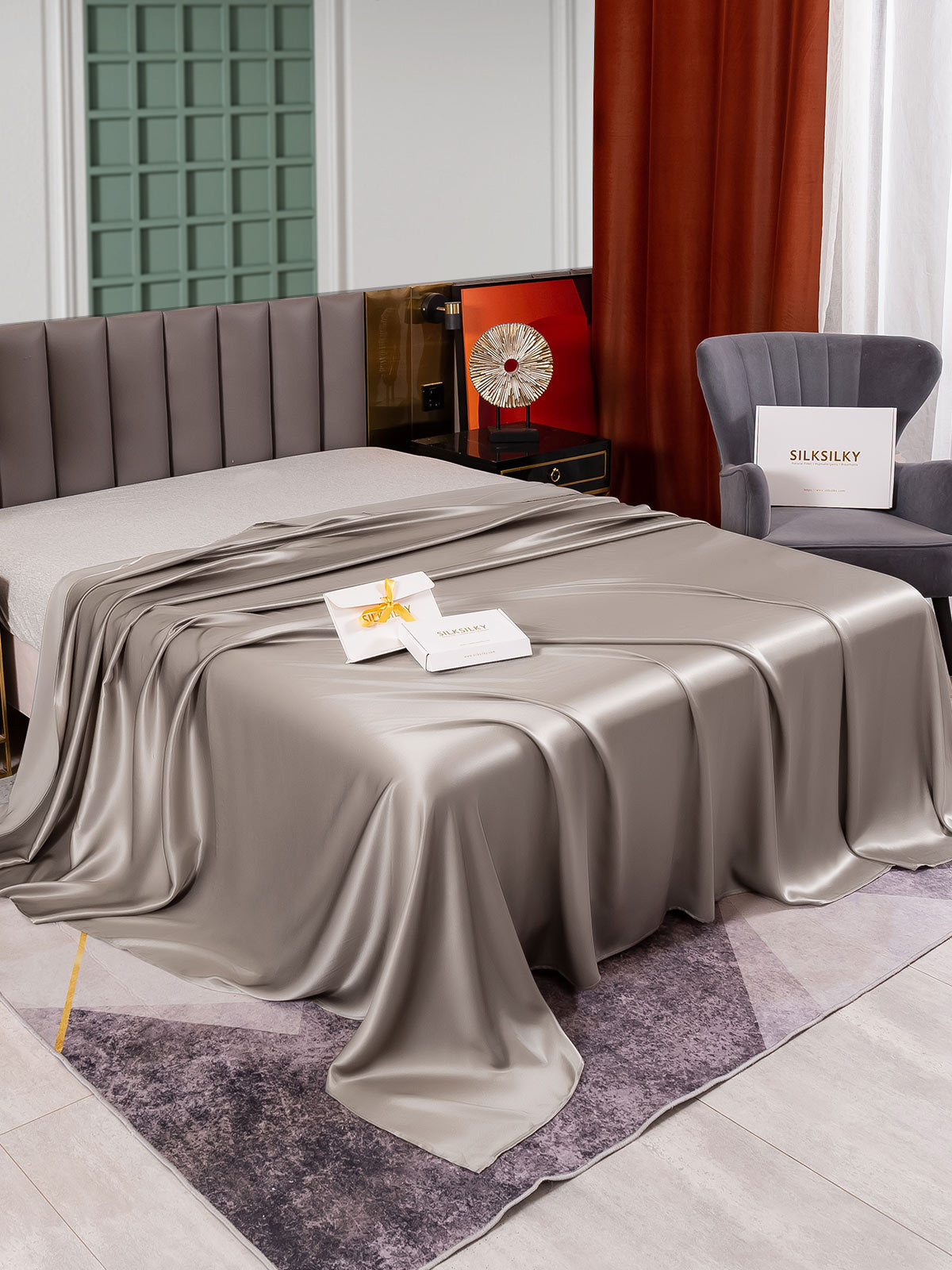 [Grigio] SilkSilky-IT 25Momme Seta pura Sheet 001