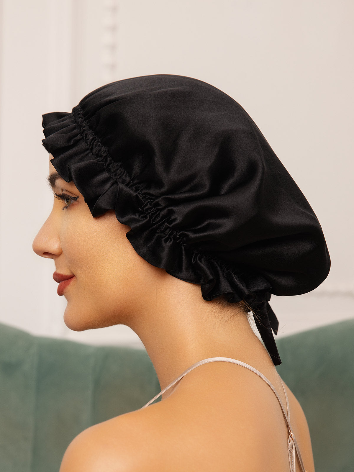 SilkSilky-IT Seta pura Sleep Cap Nero 002