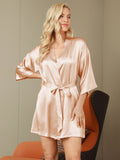 SilkSilky IT Seta pura A metà Womens Robe Champagne 004