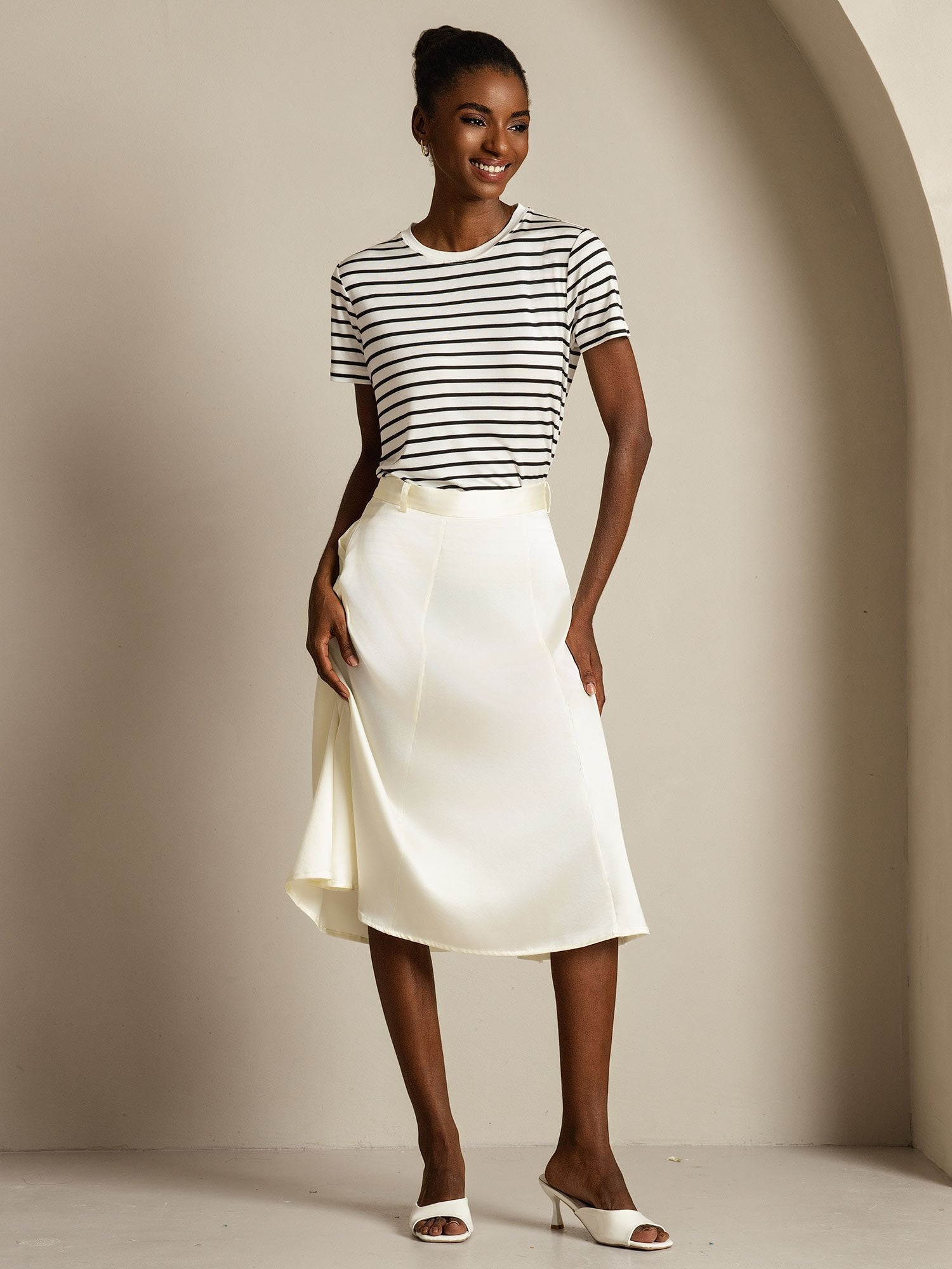 [RigheBianche] SilkSilky-IT Seta pura Womens T-Shirt 008