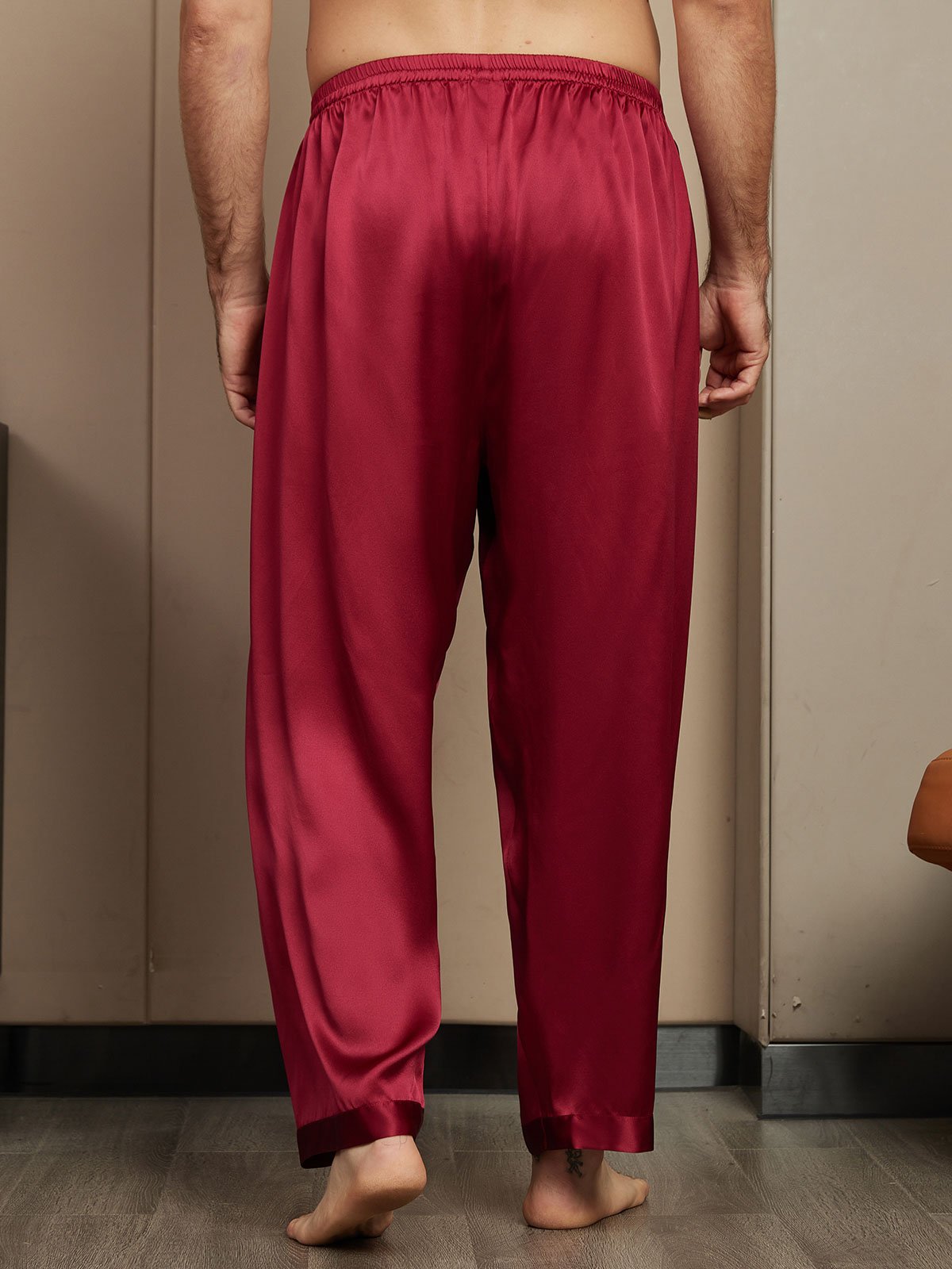 SilkSilky IT Seta pura Mens Sleep Bottoms Vino 002