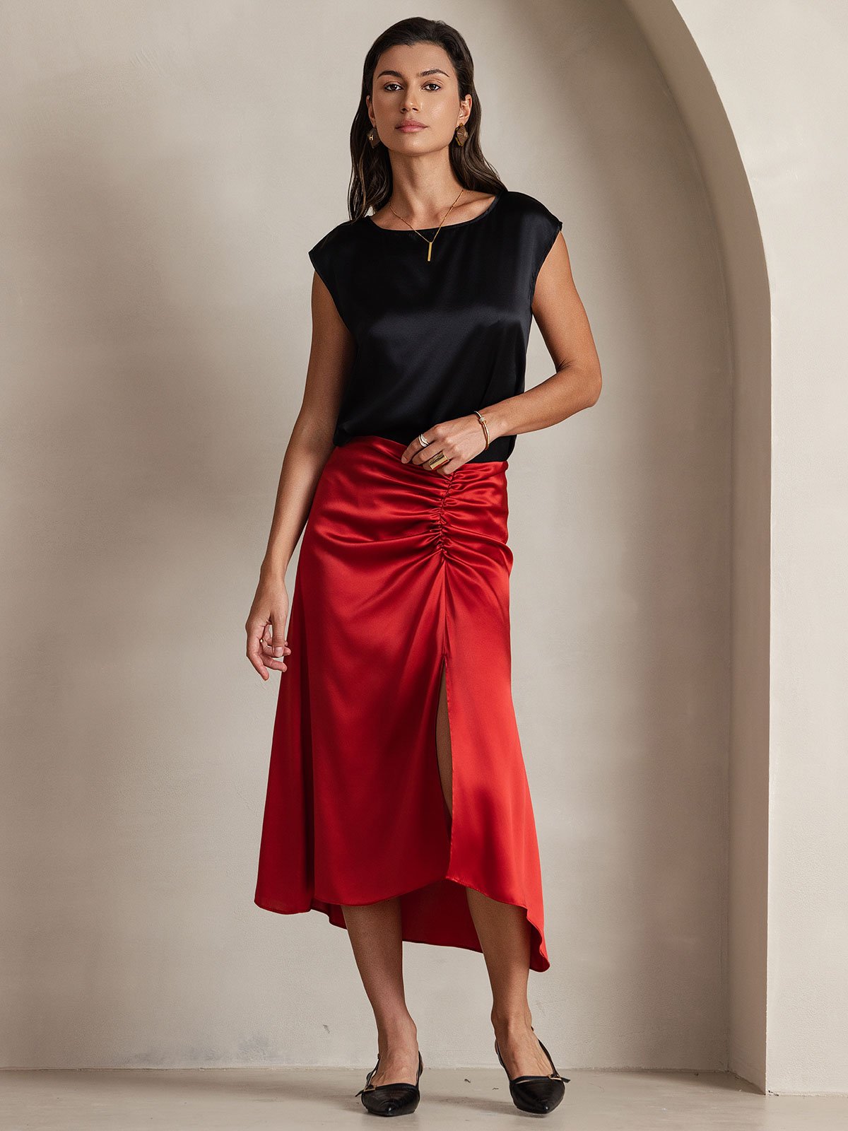 [Nero] SilkSilky-IT 19Momme Seta Womens T-Shirt 006
