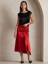 [Nero] SilkSilky-IT Cap Sleeve Round Neck Magliette donna 006
