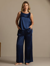 [Blu Scuro] SilkSilky-IT Sleeveless Pigiami da donna 007