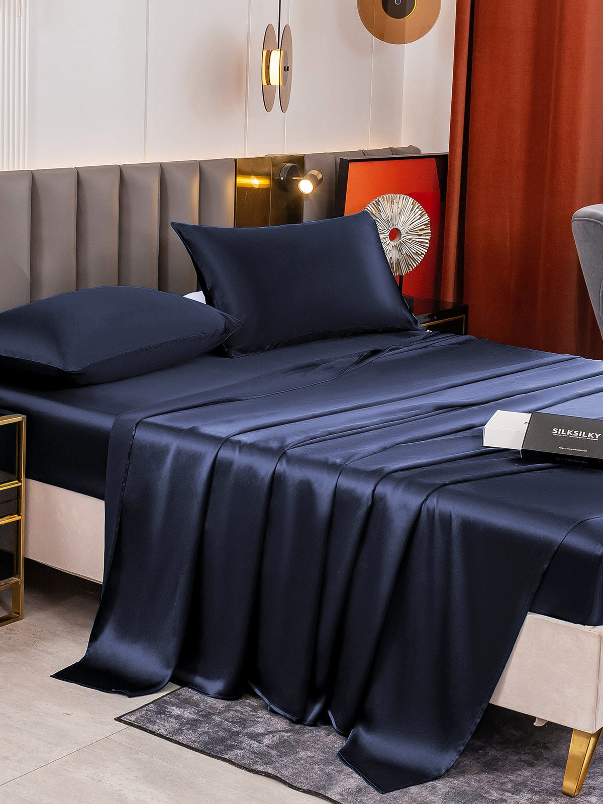 [Blu Scuro] SilkSilky-IT 19Momme Seta pura Bedding Set 003