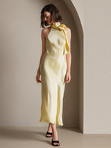 [Giallo Chiaro] SilkSilky-IT Sleeveless Halter Vestiti da donna 008