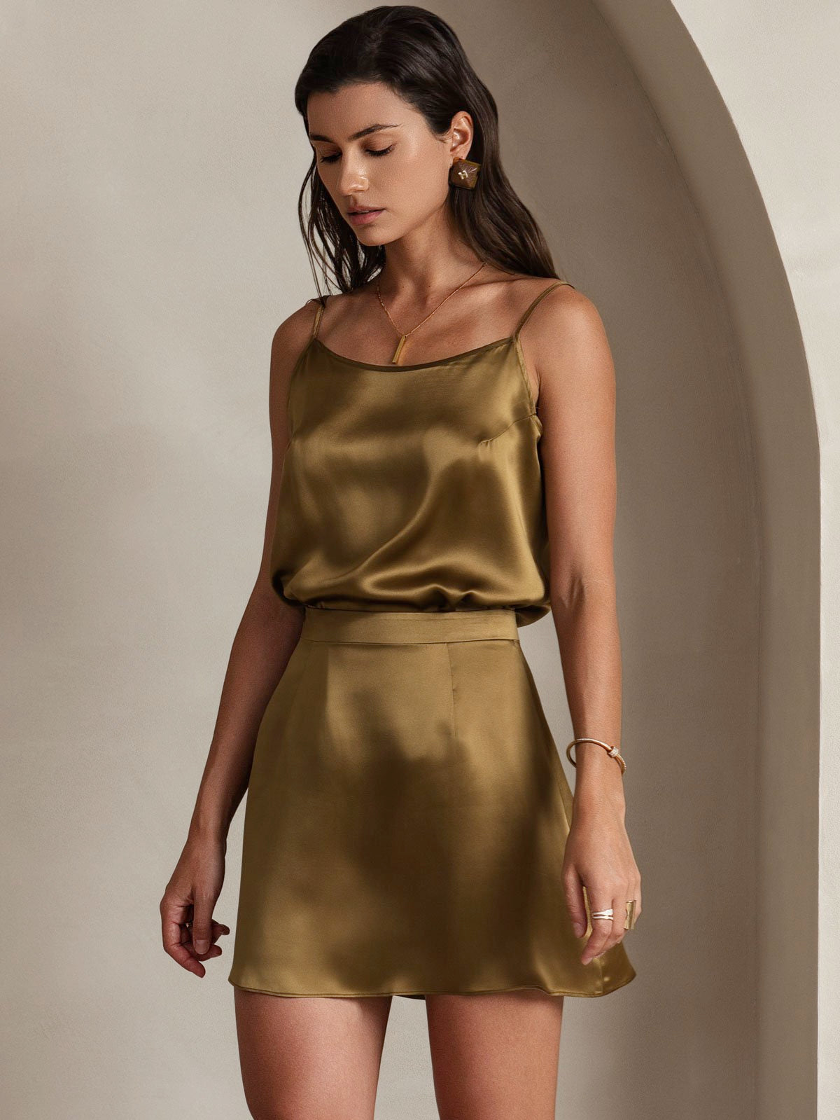 [Marrone] SilkSilky-IT 19Momme Seta Skirt 004