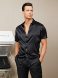 SilkSilky-IT-Seta-Maniche-Corte-Colletto-risvolto-Camicia-da-uomo-Nero-006