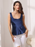 SilkSilky IT Seta pura Senza maniche Collo a U Cami BluAcuro 001