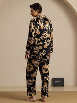 [Drago Nero] SilkSilky-IT Long Sleeve Lapel Collar Pigiami da uomo 002
