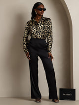 [Leopardo] SilkSilky-IT Long Sleeve Lapel Collar Camicie da donna 009
