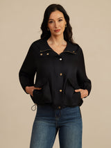 [Nero] SilkSilky-IT Manica lunga Collo alto Capispalla da donna 004