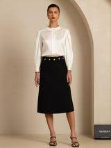 [Bianco] SilkSilky-IT 19Momme Long Sleeve Round Neck Camicette 007