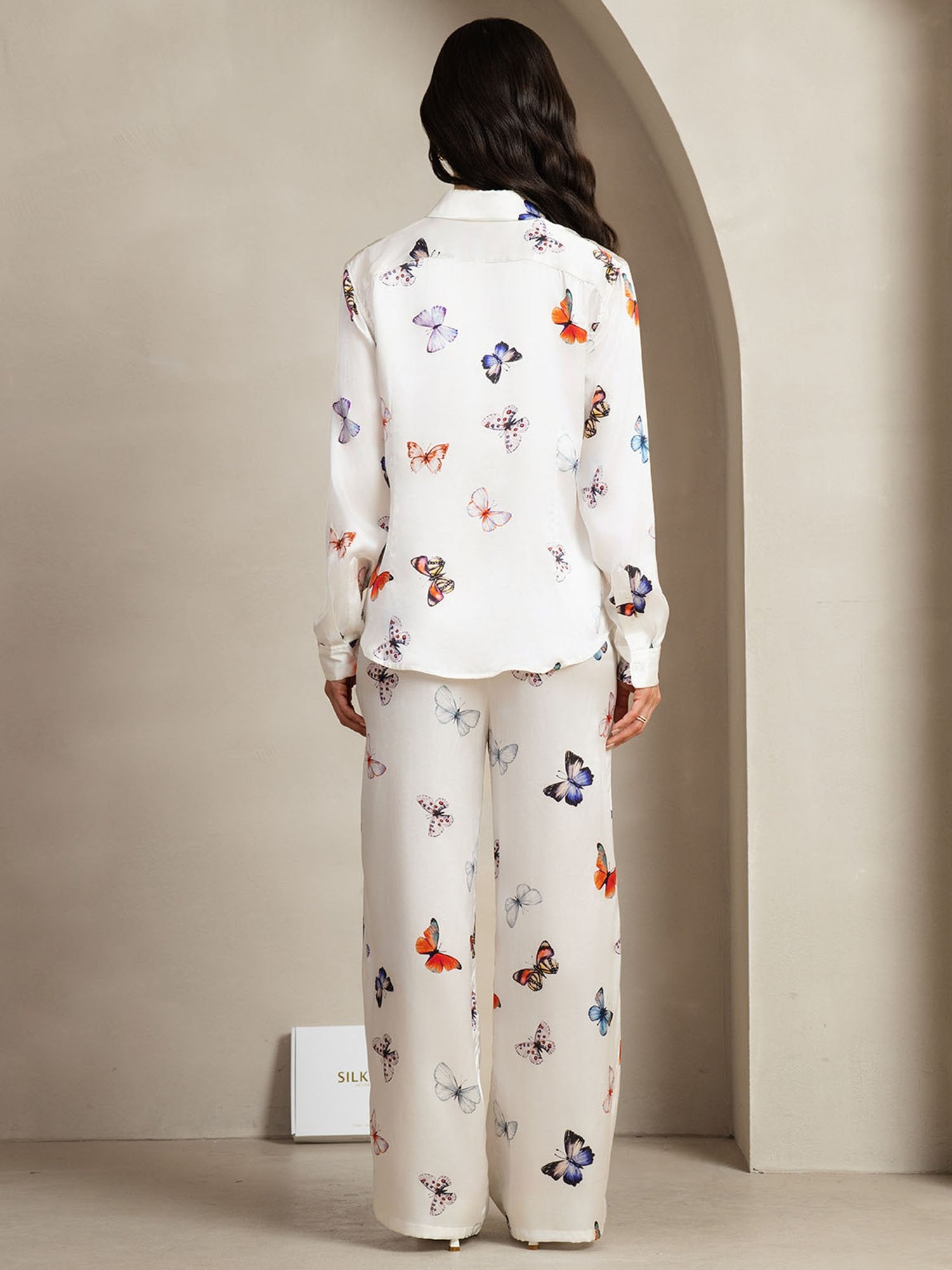 [FarfallaBianca] SilkSilky-IT 19Momme Seta Colletto risvolto Women''s Outfit Sets 002