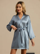 [Blu Grigiastro] SilkSilky-IT 3/4 Sleeve Vestaglia da donna 004