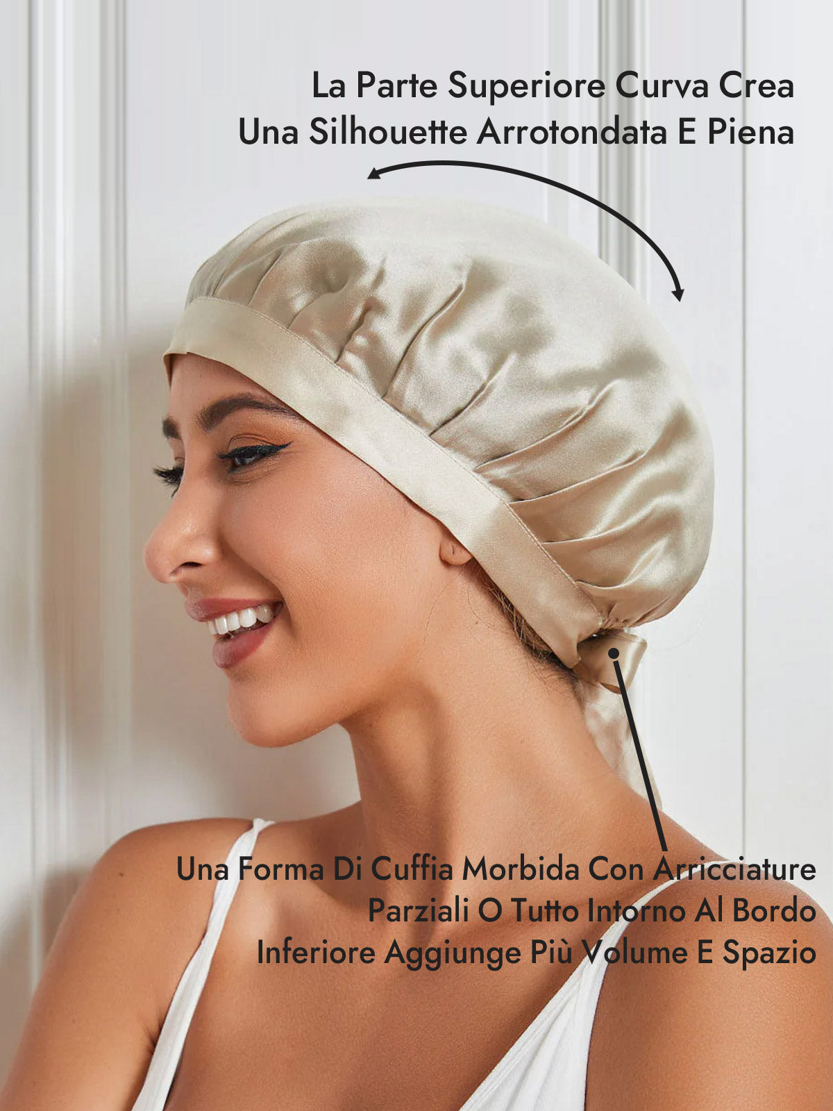 [Beige] SilkSilky-IT Cuffia di seta 003