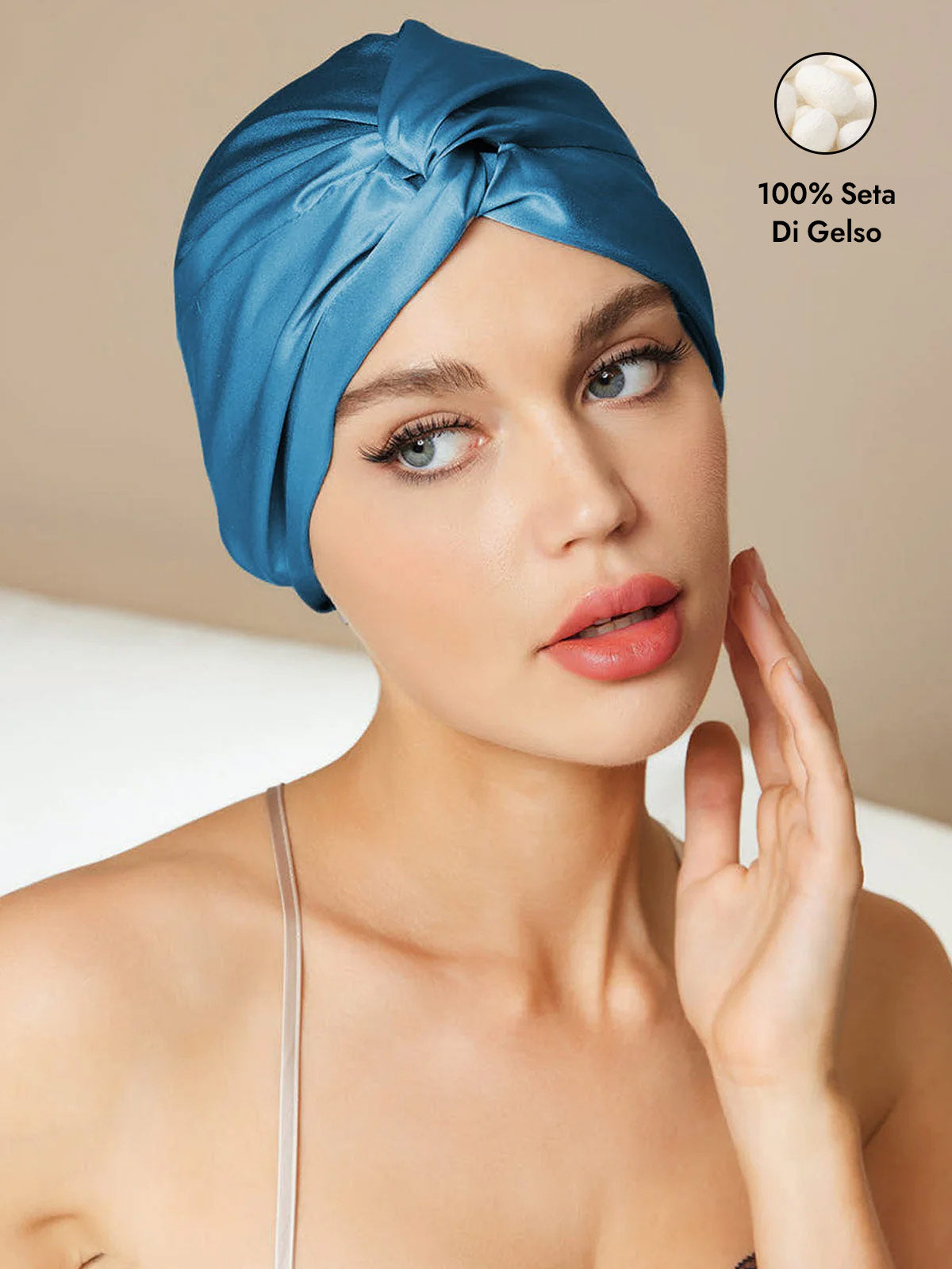[Verde Acqua] SilkSilky-IT Cuffia di seta 001