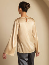[Champagne] SilkSilky-IT Long Sleeve Boat Neck Camicette 002