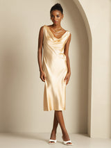 [Champagne] SilkSilky-IT Sleeveless Cowl Neck Vestiti da donna 001
