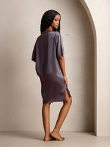 [Grigio Porpora] SilkSilky-IT Half Sleeve V Neck Camicia da notte 002