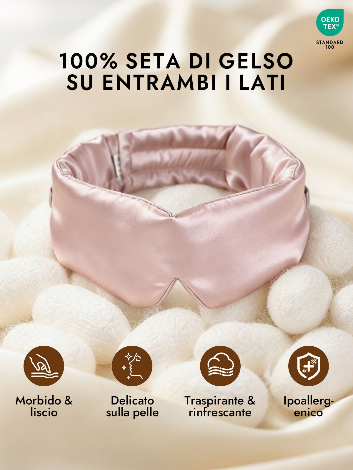 [Rosa Chiaro] SilkSilky-IT Mascherina da Notte 002