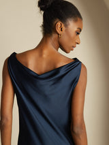 [Blu Scuro] SilkSilky-IT Sleeveless Cowl Neck Vestiti da donna 004