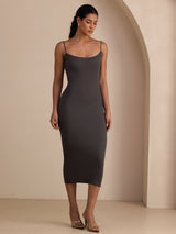 [Grigio] SilkSilky-IT Square Neck Vestiti da donna 006