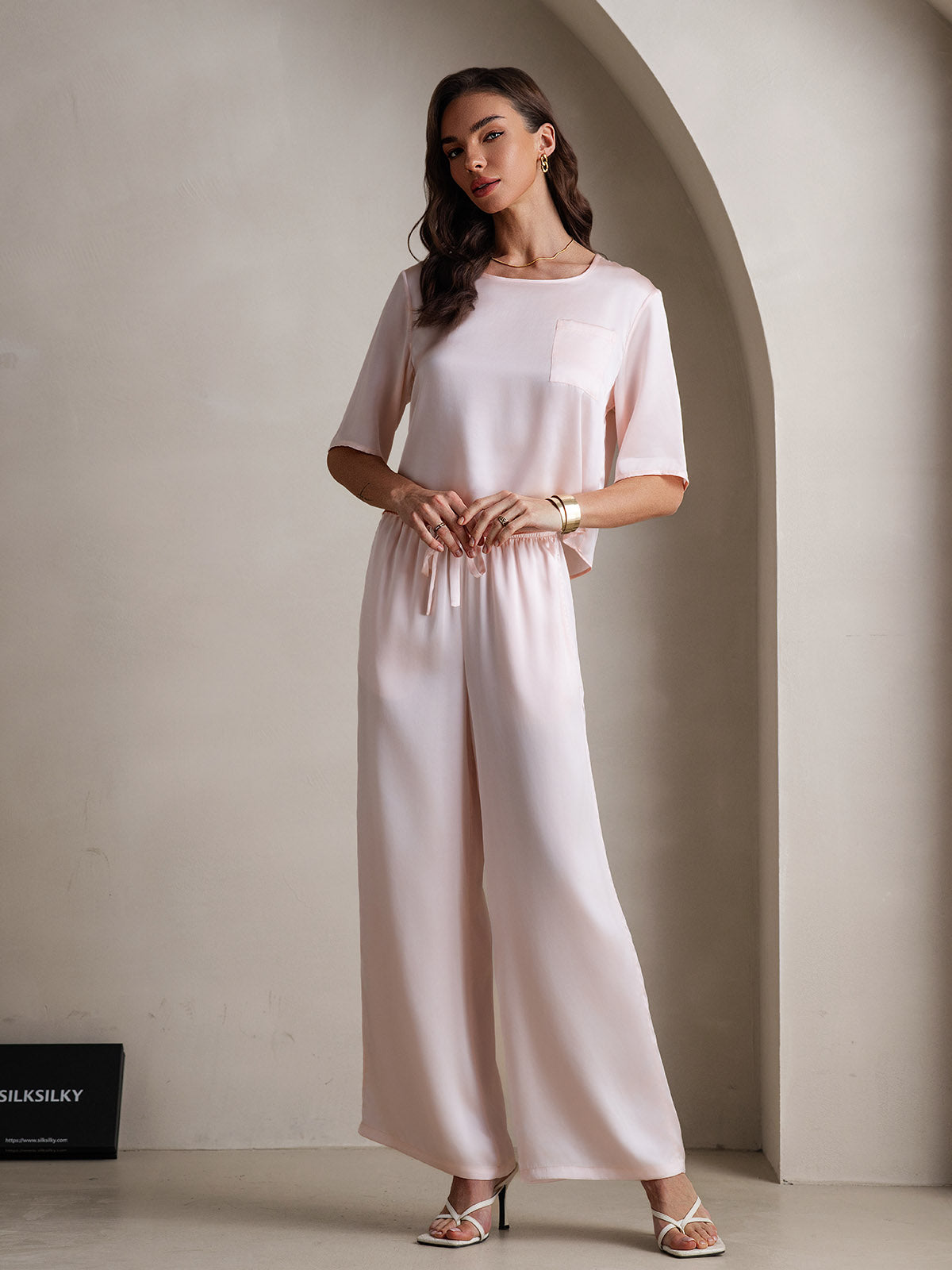 [Rosa] SilkSilky-IT Seta pura Womens Pajamas 005,