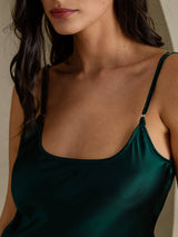 [Verde Scuro] SilkSilky-IT Sleeveless V Neck Vestiti da donna 004