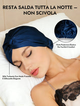 [Blu Scuro] SilkSilky-IT Cuffia di seta 006