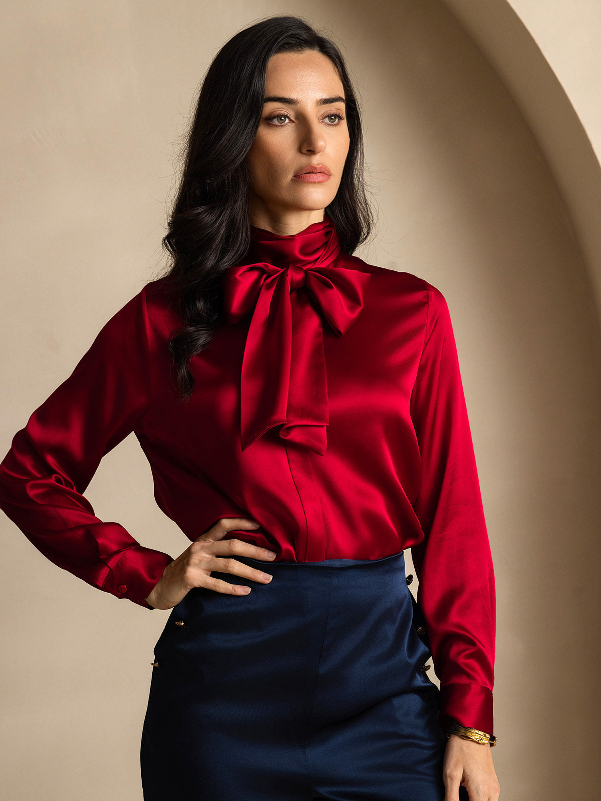 [Vino] SilkSilky-IT 19Momme Manica lunga Camicette 001