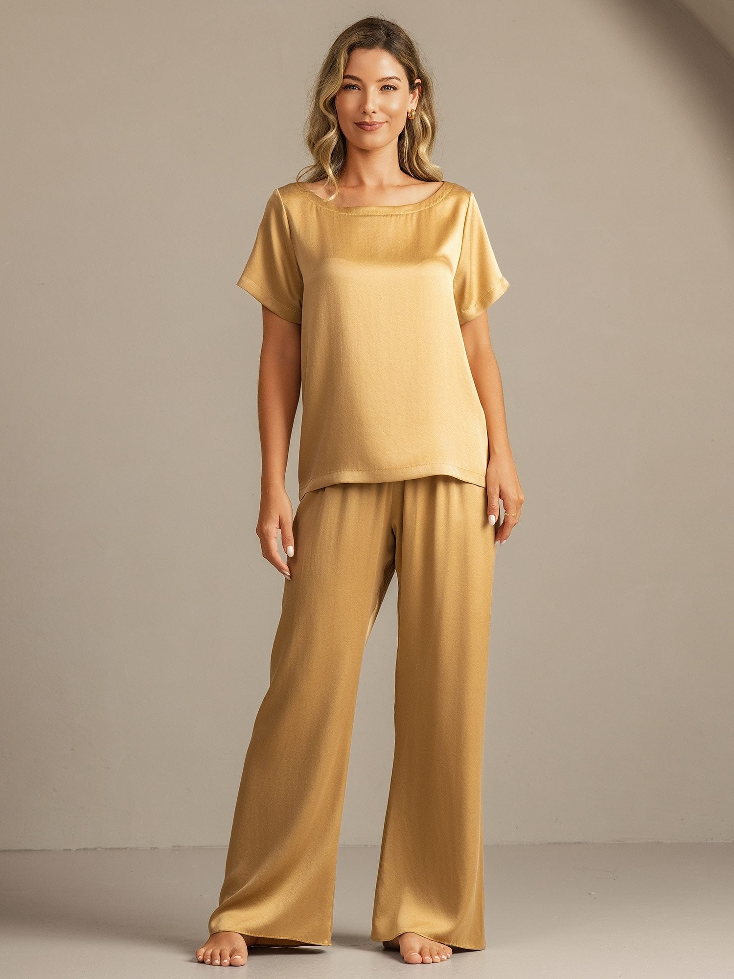 [MarroneChiaro] SilkSilky-IT 19Momme Seta Womens Pajamas 008