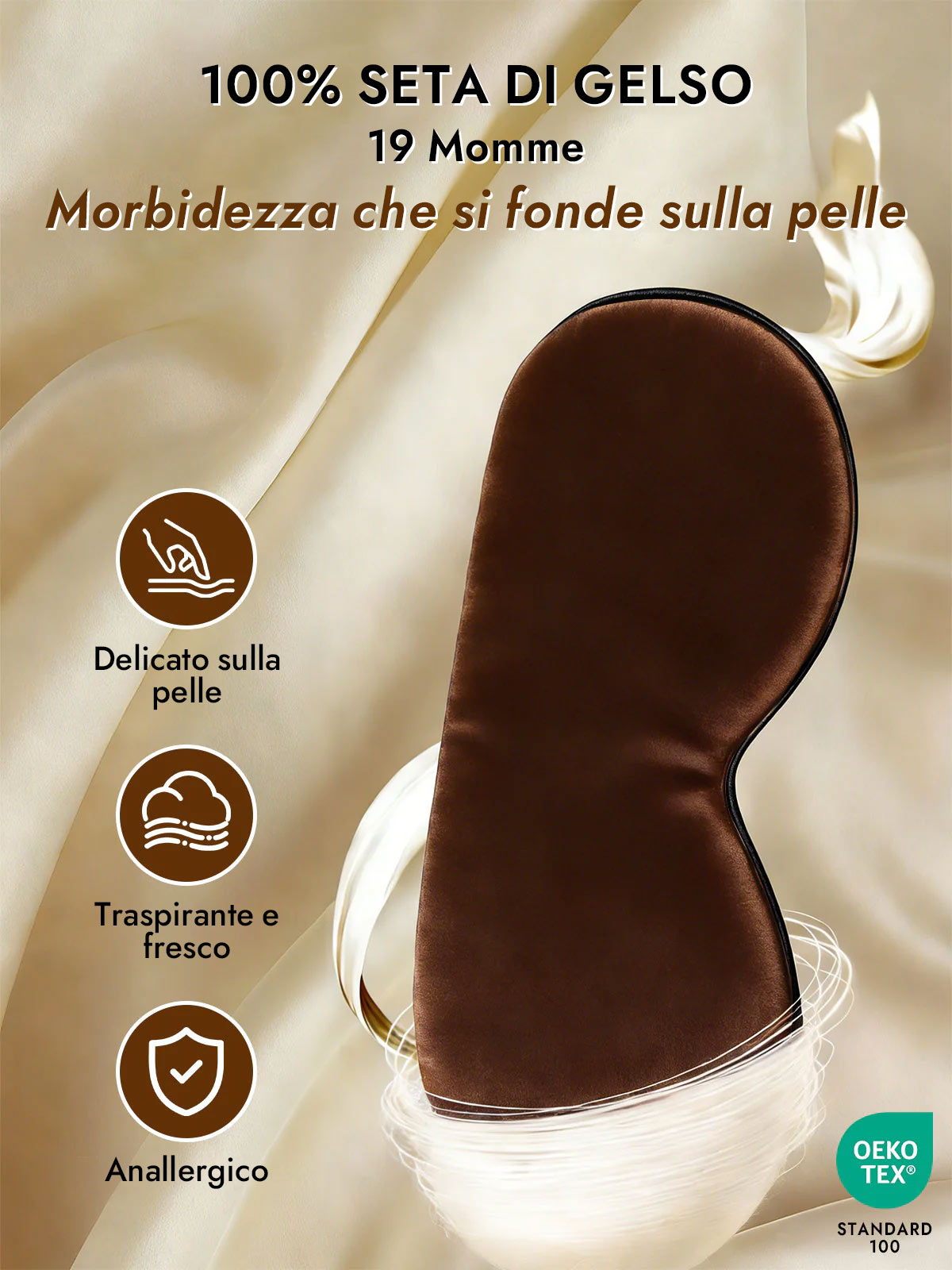 [Marrone] SilkSilky-IT Mascherina da Notte 003