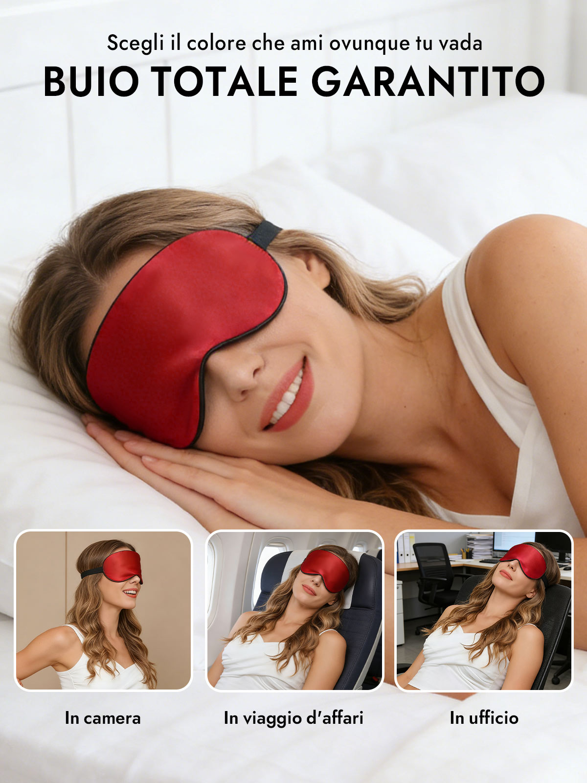 [Rosso] SilkSilky-IT Mascherina da Notte 006