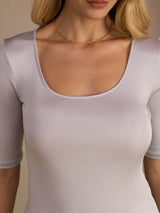 [Grigio Chiaro] SilkSilky-IT Half Sleeve Magliette donna 004