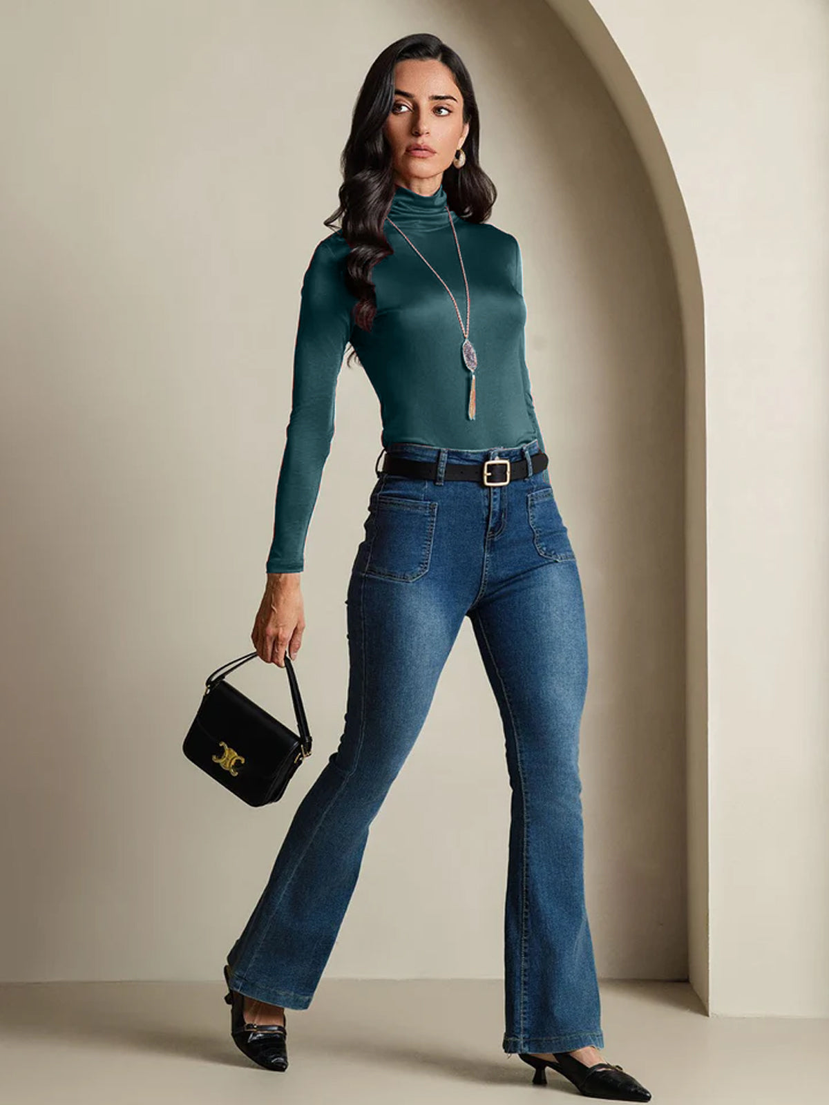 [Verde Scuro] SilkSilky-IT Seta Womens T-Shirt 006,