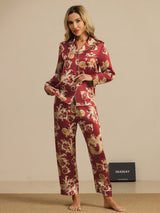 [Drago Vino] SilkSilky-IT Long Sleeve Lapel Collar Pigiami da donna 008