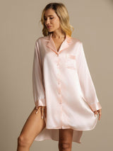 [Rosa Chiaro] SilkSilky-IT Long Sleeve Lapel Collar Camicia da notte 005