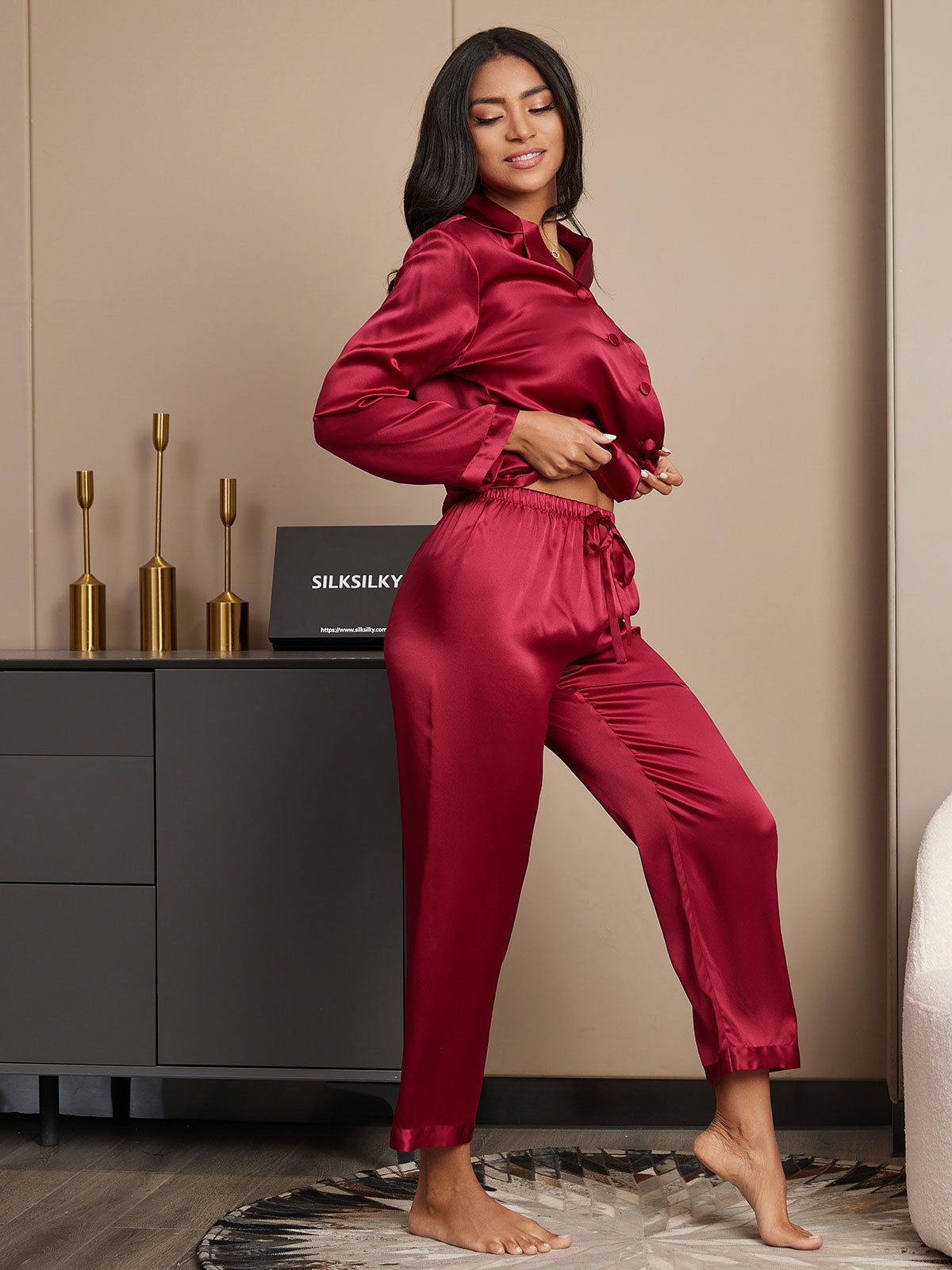 [Vino] SilkSilky-IT Seta pura Womens Pajamas 005