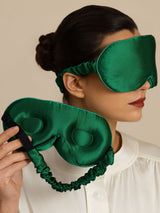 [Verde Scuro] SilkSilky-IT Mascherina da Notte 001