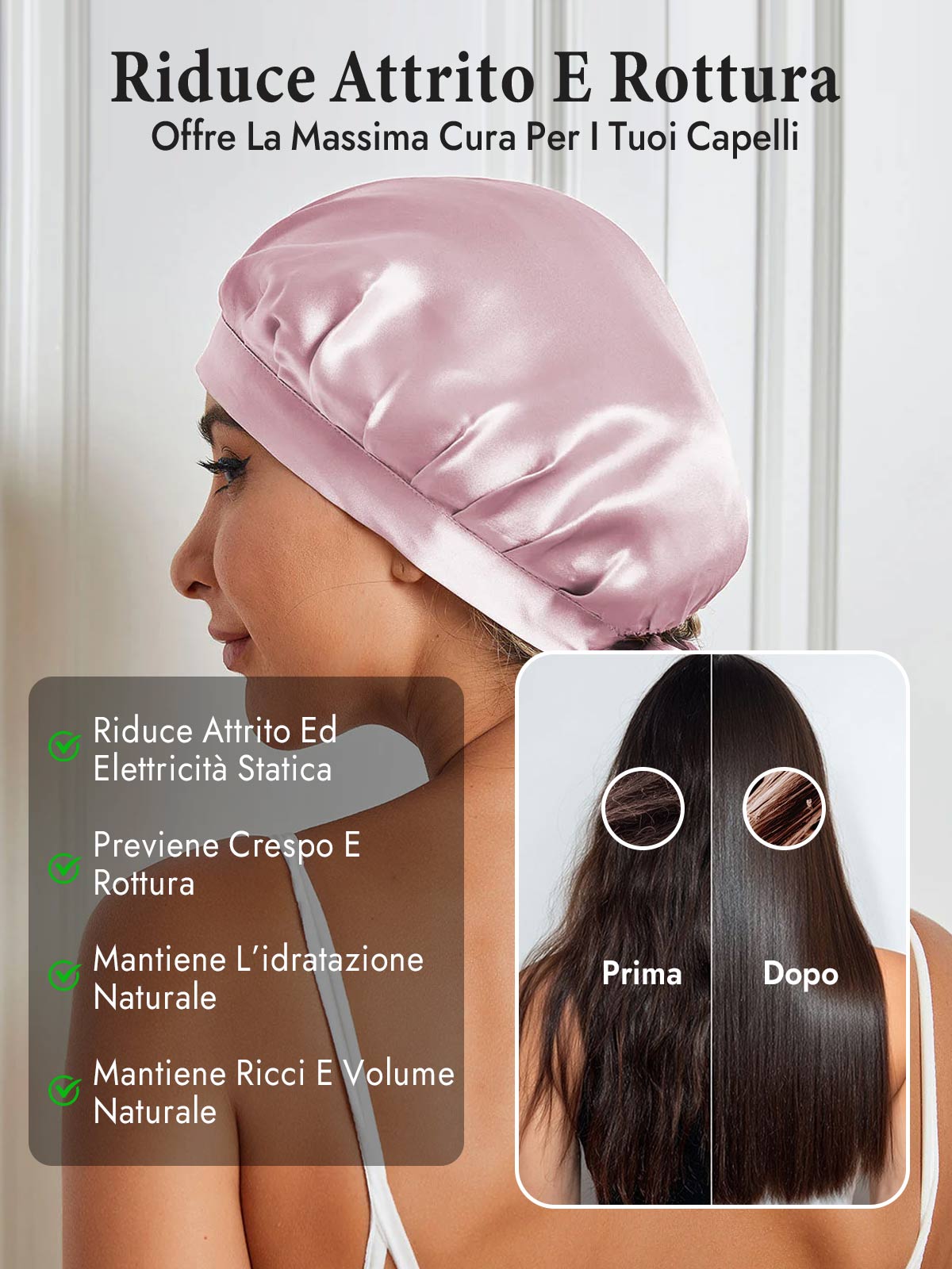 [Rosa Chiaro] SilkSilky-IT Cuffia di seta 004