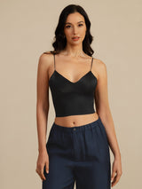 [Nero] SilkSilky-IT Spaghetti Strap V Neck Cami 001