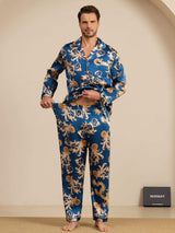 [Drago Navy] SilkSilky-IT Long Sleeve Lapel Collar Pigiami da uomo 006