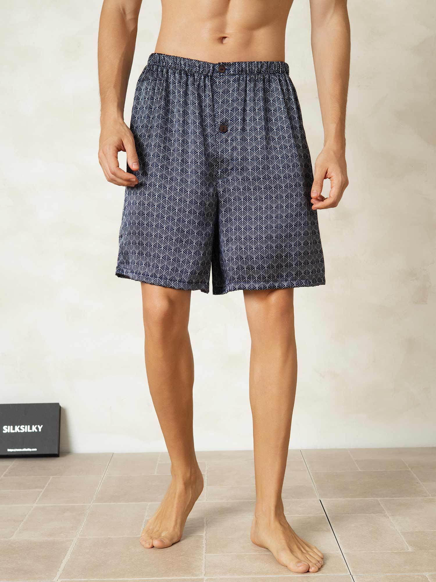 [GinkgoBluNavy] SilkSilky-IT Seta pura Mens Sleep Bottoms 001