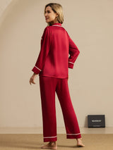 [Vino] SilkSilky-IT Manica lunga Collo a Taglio Pigiami da donna 002