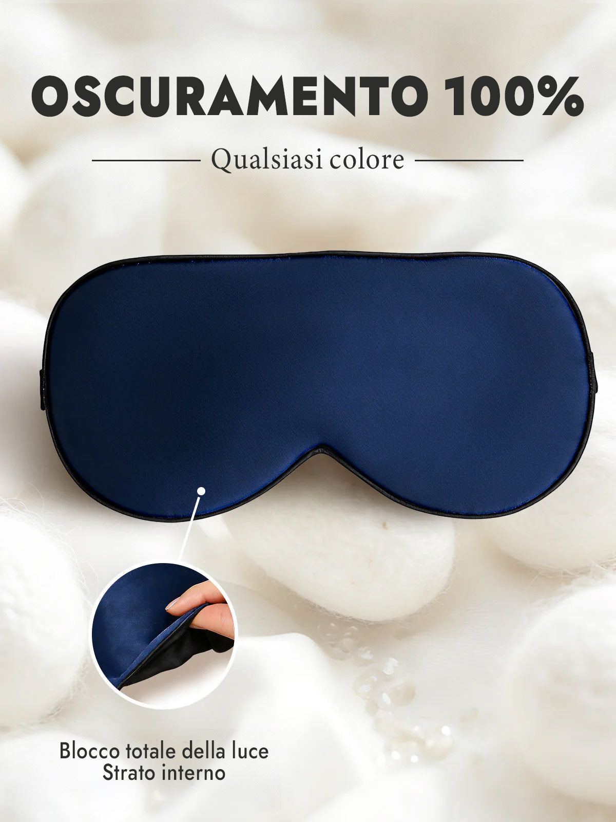 [Blu Scuro] SilkSilky-IT Mascherina da Notte 001