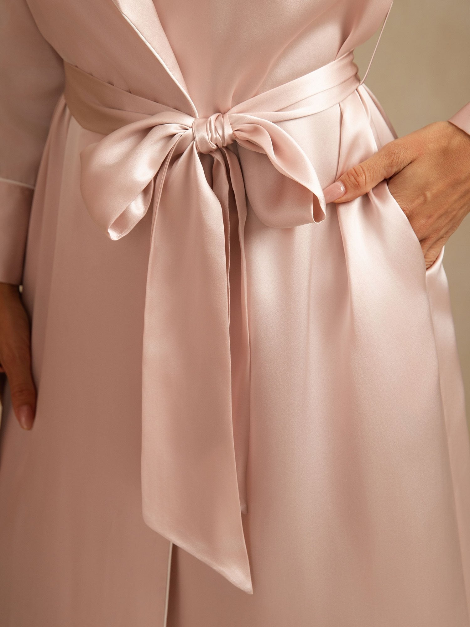 [Rosa] SilkSilky-IT Seta pura Colletto risvolto Vestaglia da donna 005,